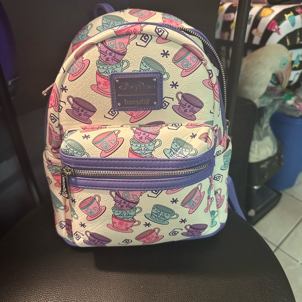 Loungefly Kids Backpack with Teacup Design - Cream, Pink, Purple, Blue